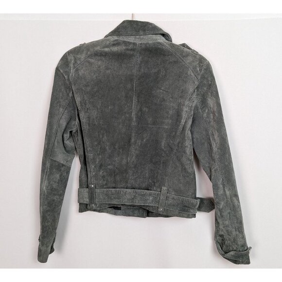 Marc New York by Andrew Marc sz. M Suede Genuine Leather Belted Moto Jacket Coat - Picture 3 of 14